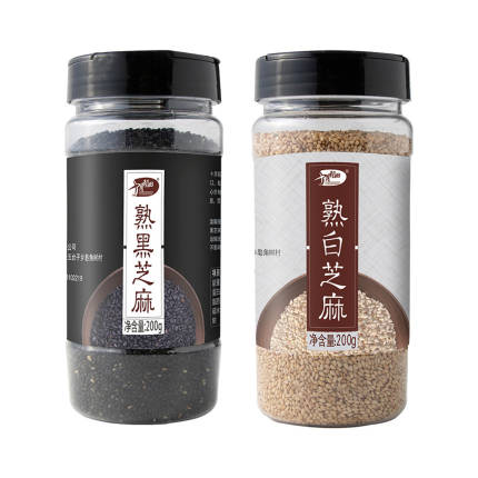 五谷杂粮 十月稻田 熟黑芝麻200g+熟白芝麻200g组合装