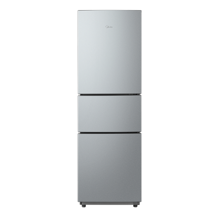 美的冰箱215升三門家用冰箱冷藏冷凍宿舍租房節能低音三開門超薄迷你電冰箱BCD-215TM 銀色