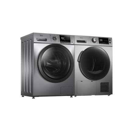 【洗烘套裝】美的洗衣機熱泵烘干機干衣組合MG100VT55DY+MH90-H03Y