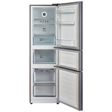 美的三門風冷冰箱 216L PT凈味 中門軟冷凍 玻璃面板 BCD-216WTGPM(E) 摩卡棕