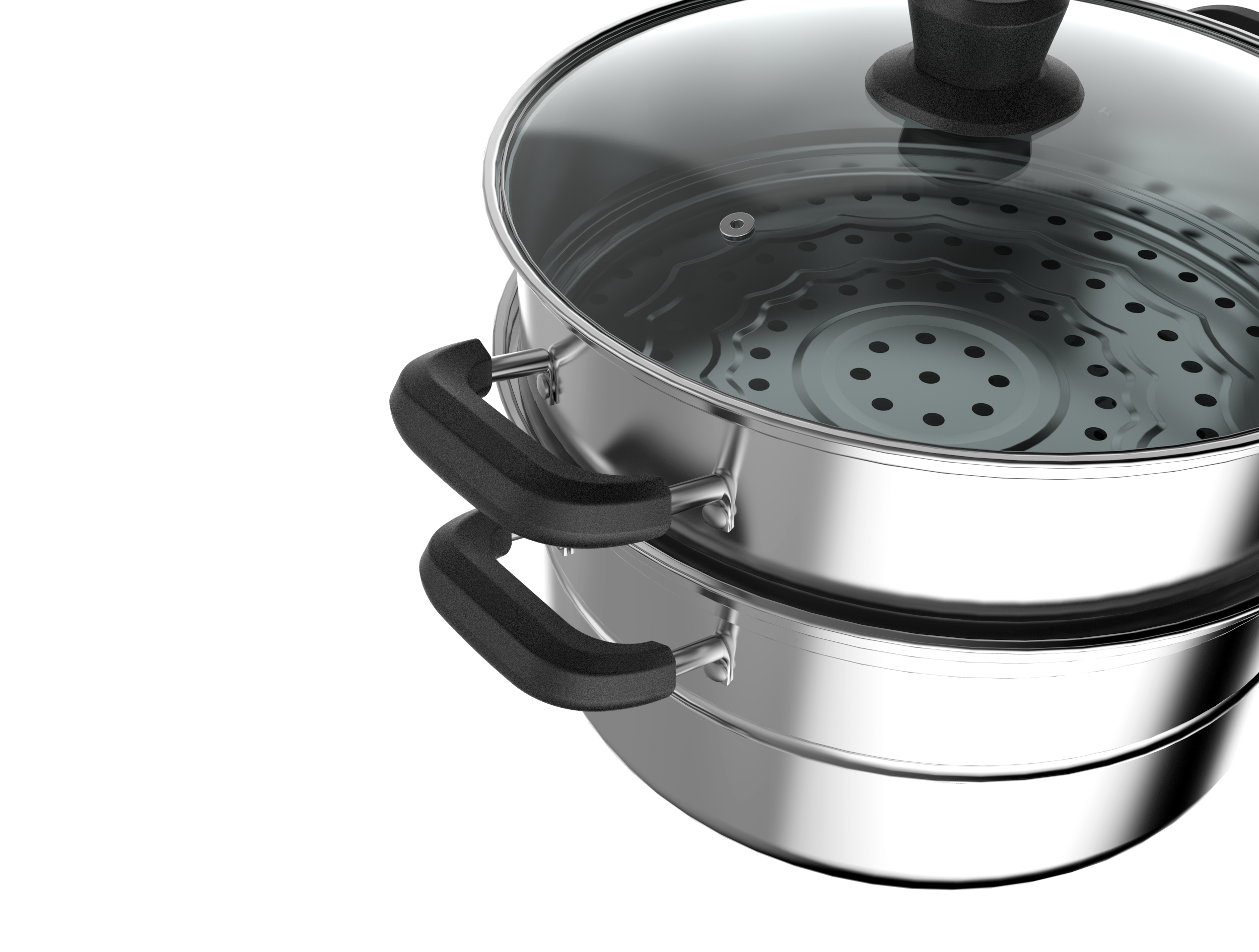 大蒸锅 食品级接触材质 可视玻璃盖 多功能两层  T1 