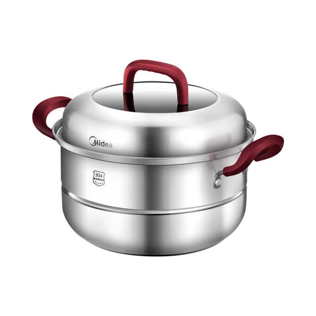 【蒸锅】送蒸布和碗碟夹 三层大容量 304食品级不锈钢 26cm口径  MP-ZG26G03
