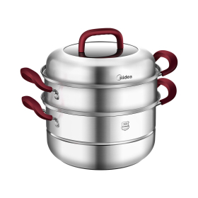 【蒸锅】送蒸布和碗碟夹 三层大容量 304食品级不锈钢 26cm口径  MP-ZG26G03