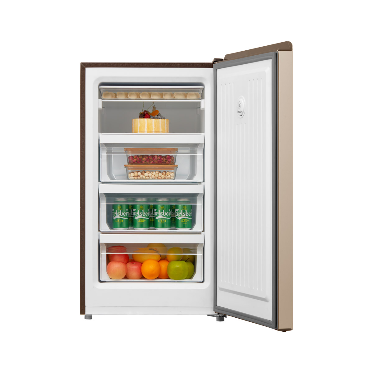 美的立式囤货冷柜118L家用小型单门抽屉式冷冻冰箱母乳储奶冷冻箱BD/BC 