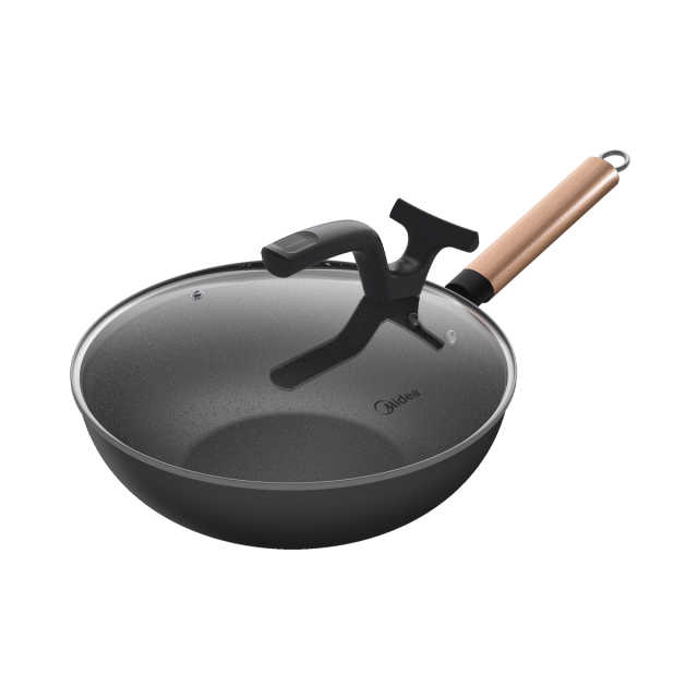 炊具 轻烟少油 原木手柄 麦饭石色涂层 燃磁通用 MP-CL30T1