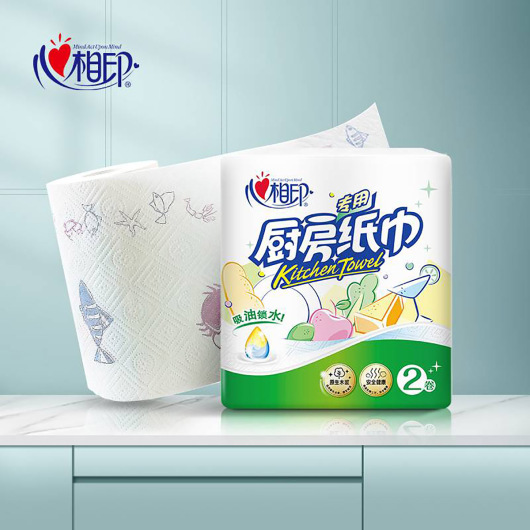 纸品清洗 【心相印】印花厨房纸巾75节/卷，2卷/提（预售中，预计11月10日后发货）
