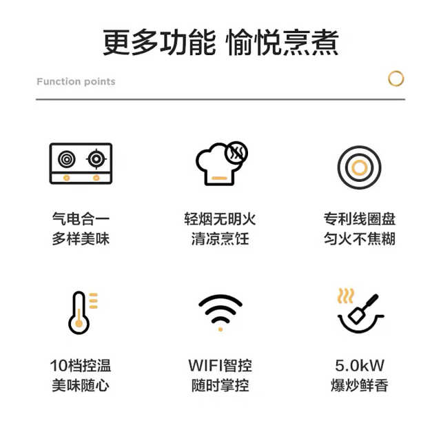 【重点推荐】气电合一美的 组合灶 匀火线圈盘  WIFI智控 5.0KW火力 JZDT-Q610P