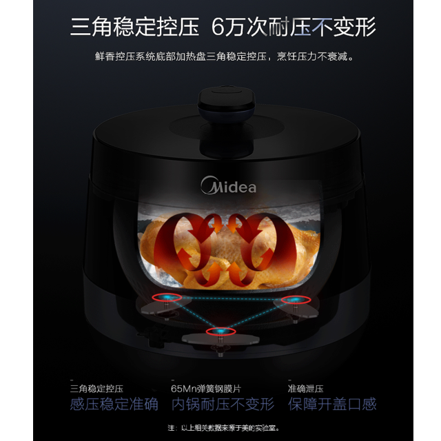 【热销款 配1个勺子】电压力锅4.8L 一键排气 智能24h预约 MY-YL50Easy202 