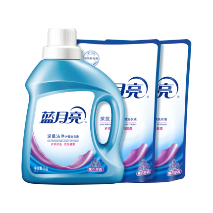 蓝月亮 深层洁净薰衣草香洗衣液套餐1kg瓶+500g袋*2 洗衣耗材
