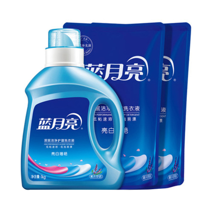蓝月亮 亮白增艳薰衣草香洗衣液套餐1kg*1瓶+500g*2袋 洗衣耗材