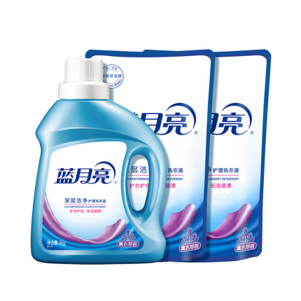 蓝月亮 薰衣草深层洁净洗衣液1kg*1瓶+1kg*2袋 洗衣耗材