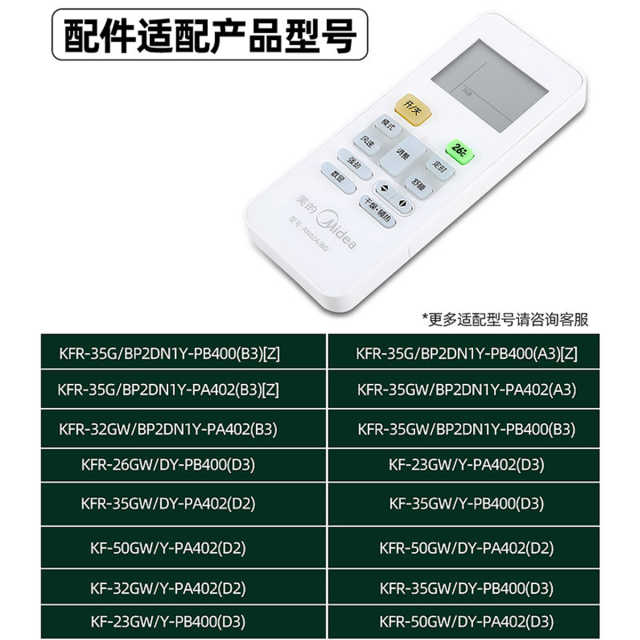 美的空调遥控器 RN02A 美的空调配件（非全通用 适配型号可咨询客服）