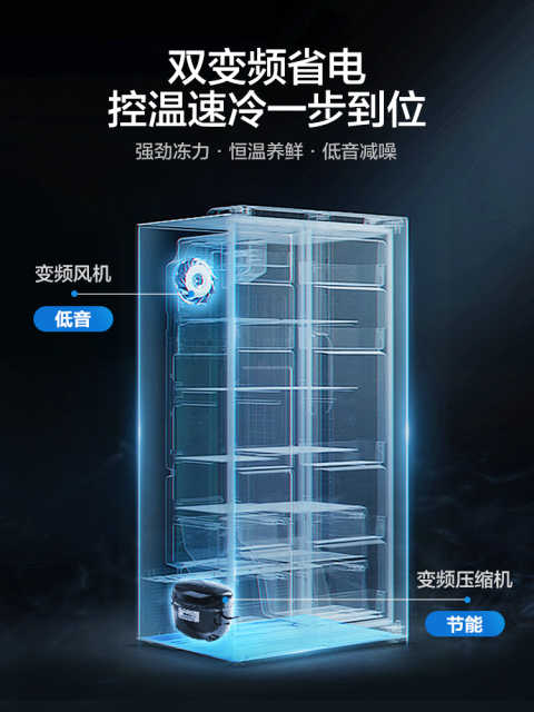 美的对开门冰箱 一级双变频 PT净味果蔬空间 BCD-550WKPZM(E)