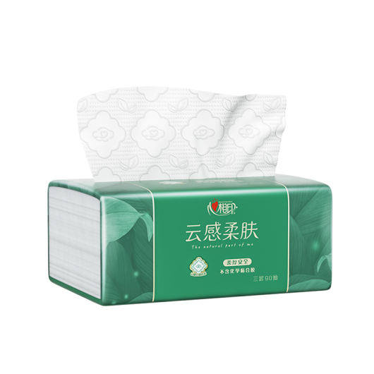 心相印云感系列90抽*8包三层立体压花塑装纸面巾8包装*1提（90抽/包）