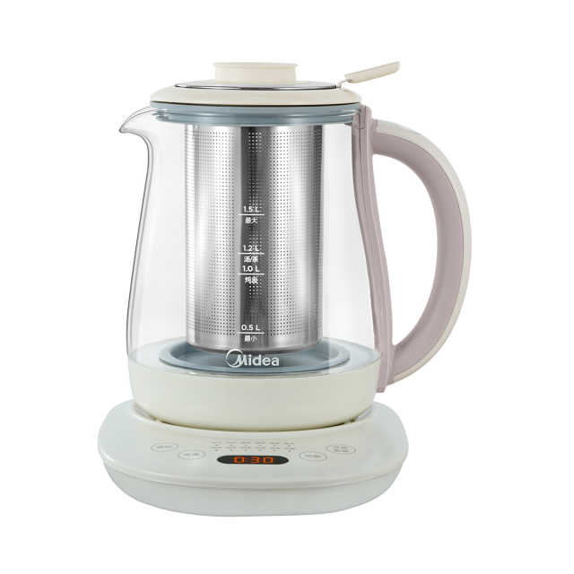 【净润系列】配茶篮+炖盅 1.5L养生壶 热沸防糊底 底部无胶圈 进口大金涂层不结垢YS02-T