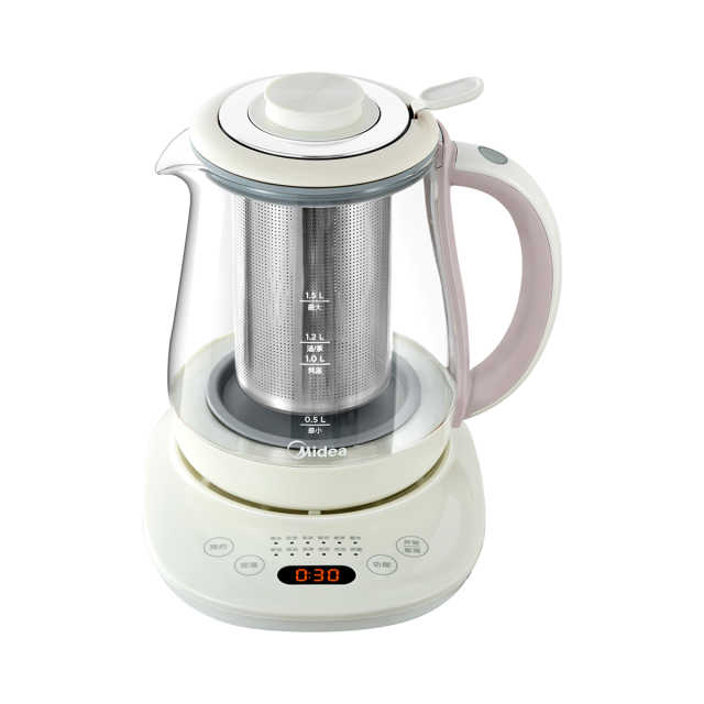 【净润系列】配茶篮+炖盅 1.5L养生壶 热沸防糊底 底部无胶圈 进口大金涂层不结垢YS02-T