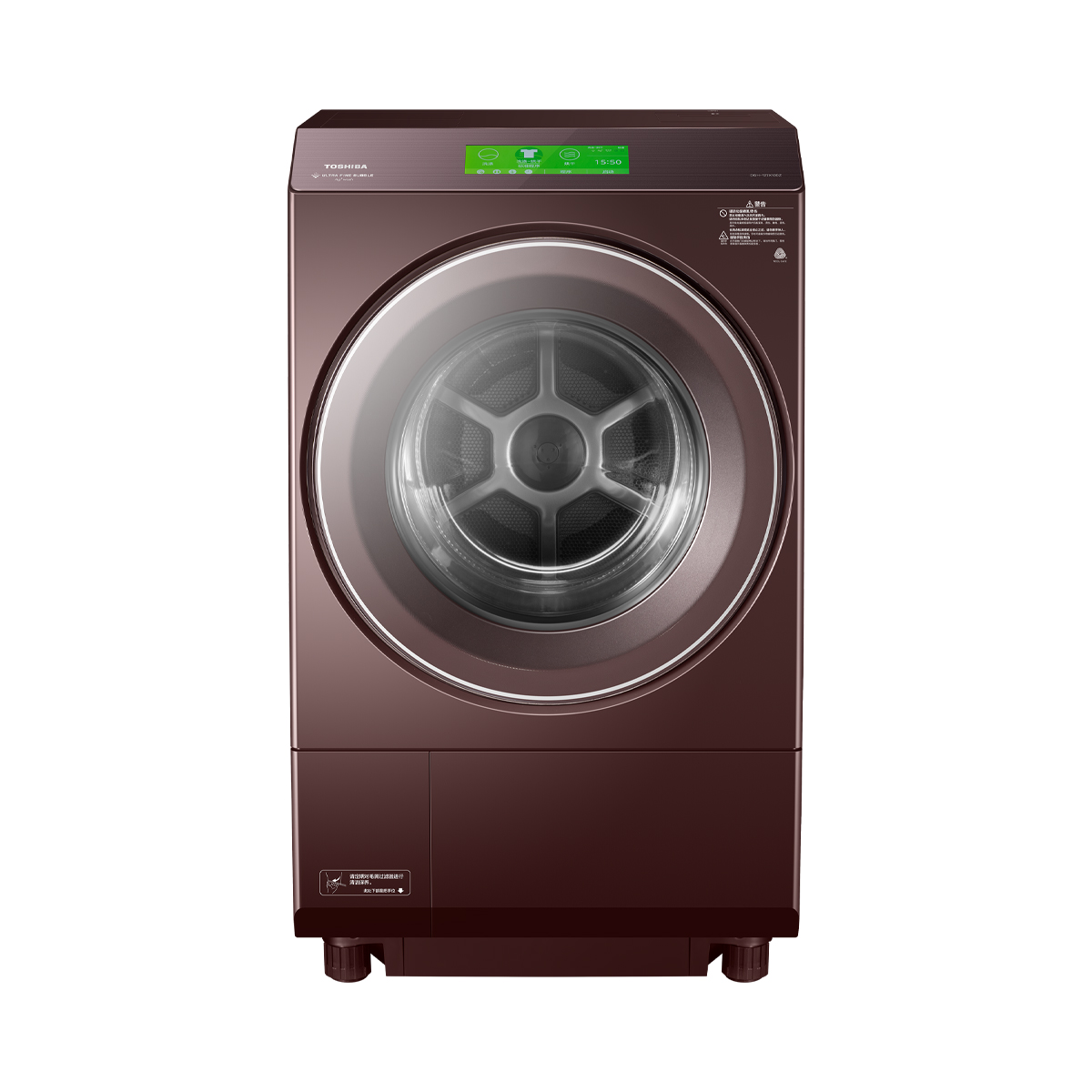 东芝X10滚筒洗衣机热泵式洗烘一体六维防毛屑双微泡除菌12公斤 