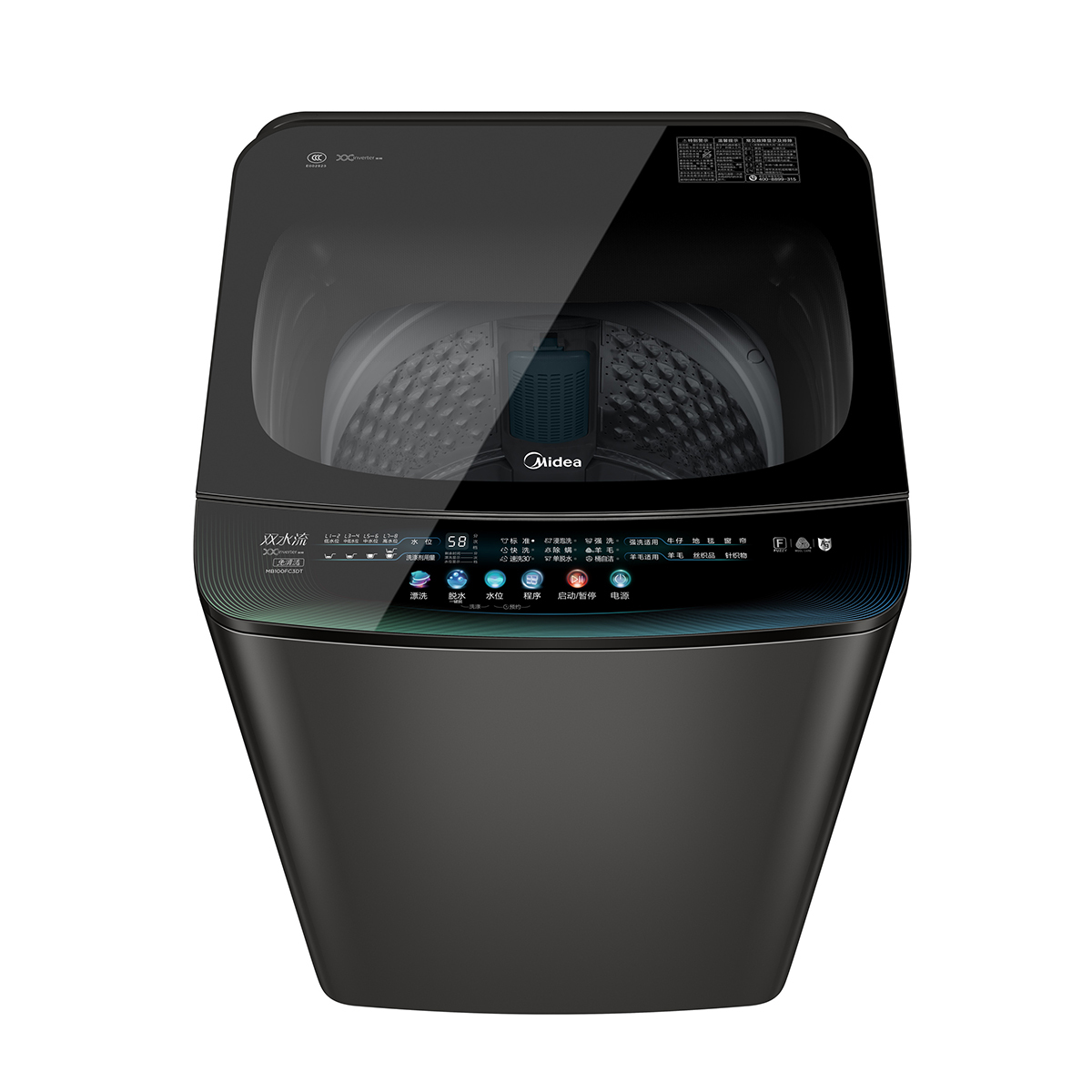 MB100FC3DT 波轮全自动洗衣机 金属钛 门盖高光黑,白玻 波轮式 220V,1Ph 50Hz