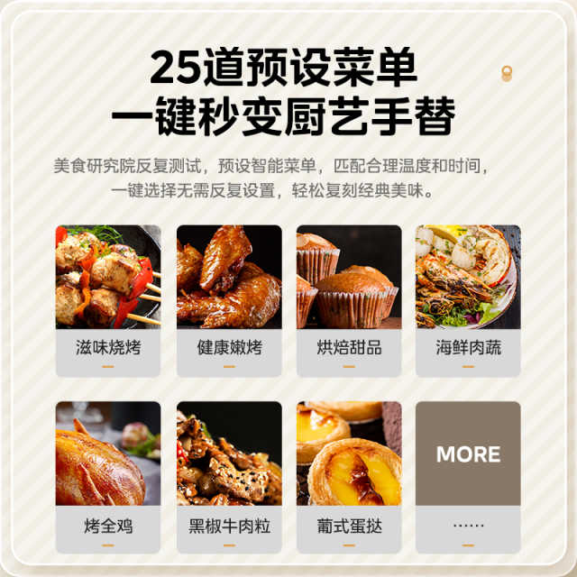 美的40L电烤箱 Q20 四面搪瓷/热风循环/独立控温/旋转烤叉/空气炸烤箱一体 PT4012W二代