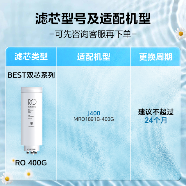 RO滤芯-2年 适用麒麟J400 MRO1891B-400G