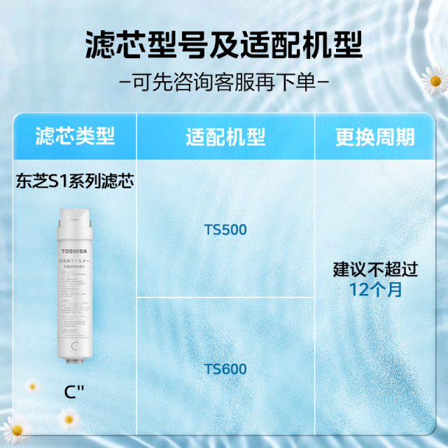 S1滤芯 后置活性炭C''--1年换  适用东芝TS500/TS600