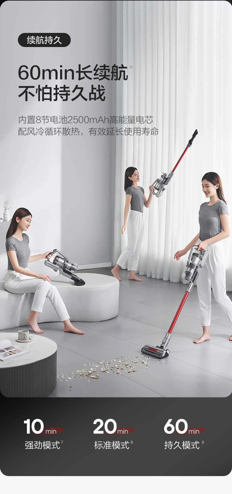 美的吸尘器家用手持无线 p6 plus吸尘器 吸尘拖地一体机 毛发切割技术