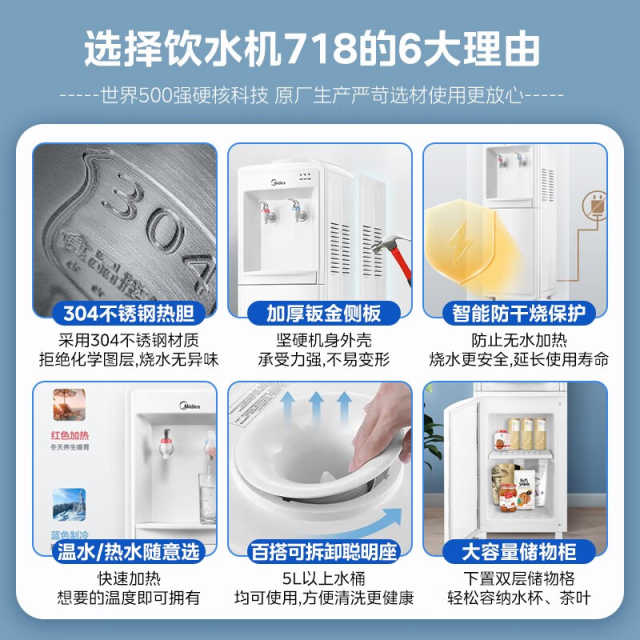 【重点推荐】美的立式饮水机MYR718S-X 经典家用 加厚钣金侧板 耐用10年