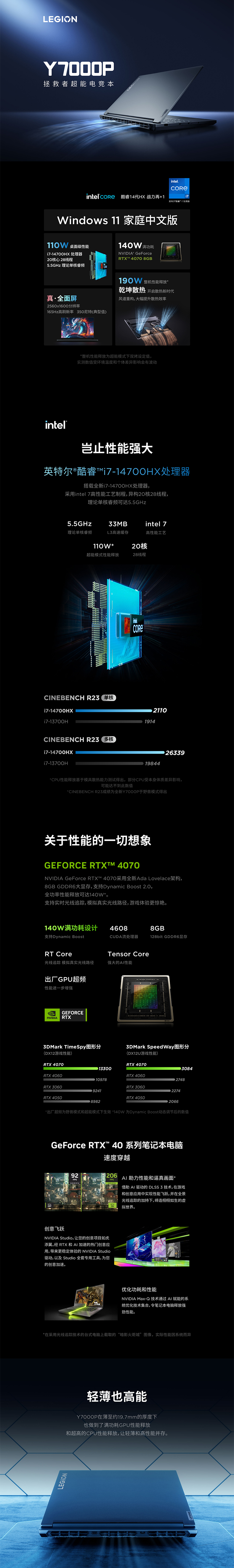【新品】联想拯救者y7000p 2024 16英寸电竞游戏本笔记本电脑 月蚀灰