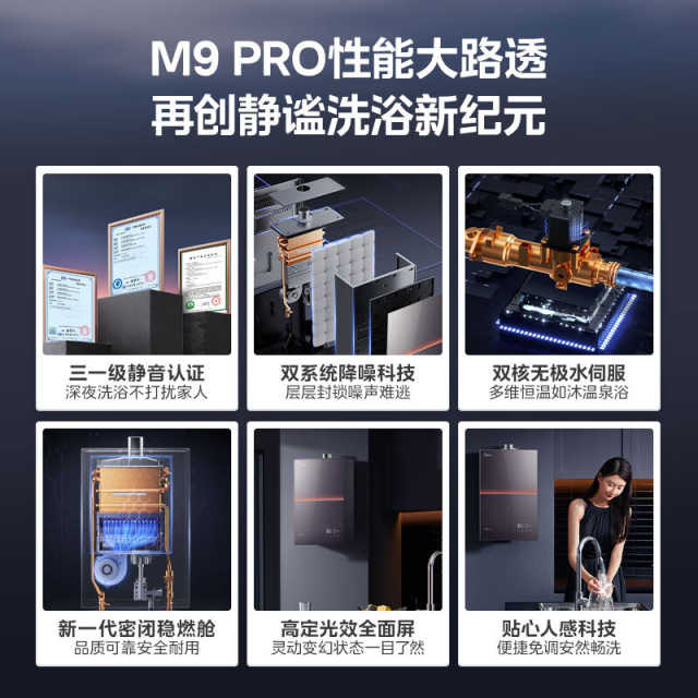 美的安睡燃气热水器  一级静音 智控增压 水伺服 JSQ30-M9 Pro