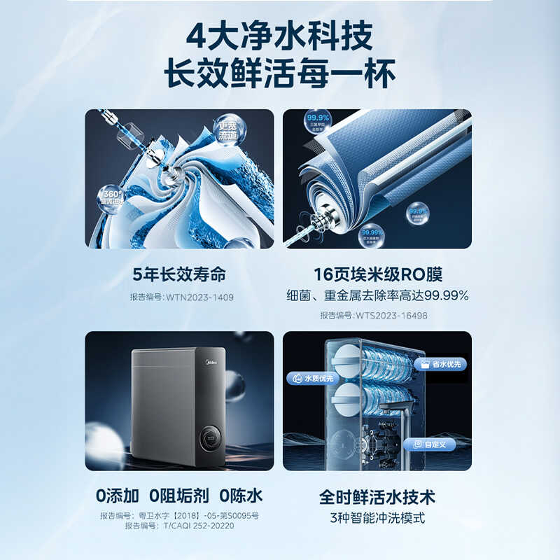 MRC1975-800G 橱下式净水机 玄武灰 线下飞瀑800G