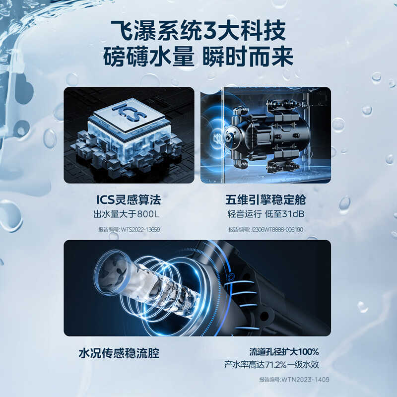 MRC1975-800G 橱下式净水机 玄武灰 线下飞瀑800G