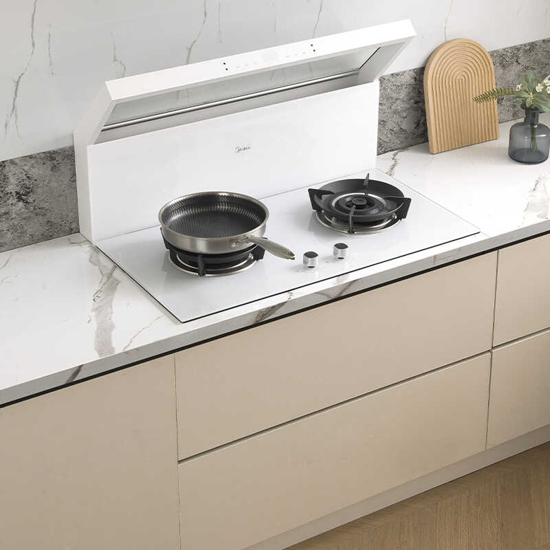 烟灶 FT01W 白色玻璃面板 天然气 分体式集成灶