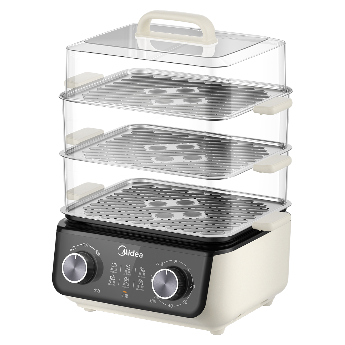 【速锁鲜嫩】电蒸锅17.5L  旋钮双控 分体可拆 1600W功率 MZ-ZGE2723X93C 