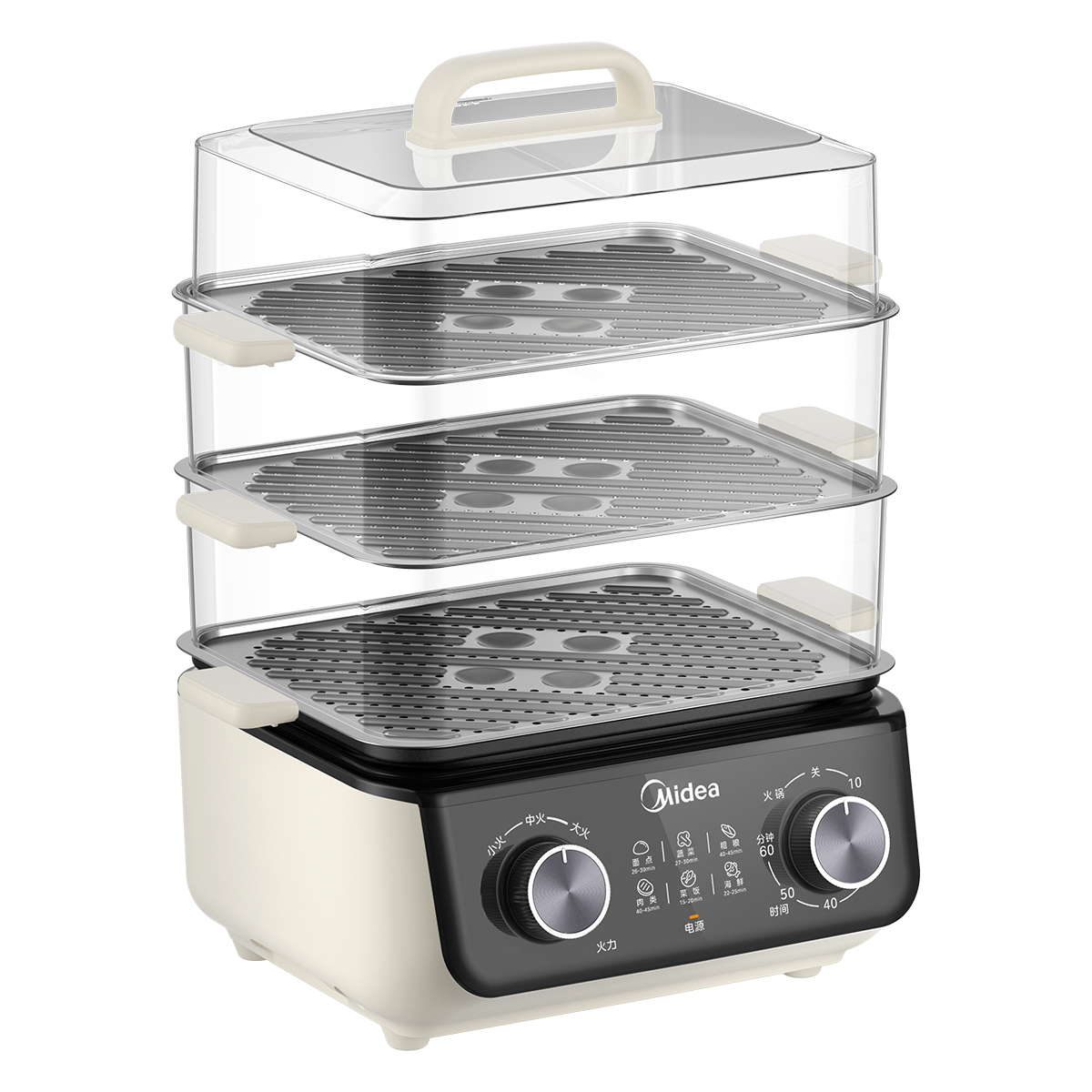 【速锁鲜嫩】电蒸锅17.5L  旋钮双控 分体可拆 1600W功率 MZ-ZGE2723X93C 