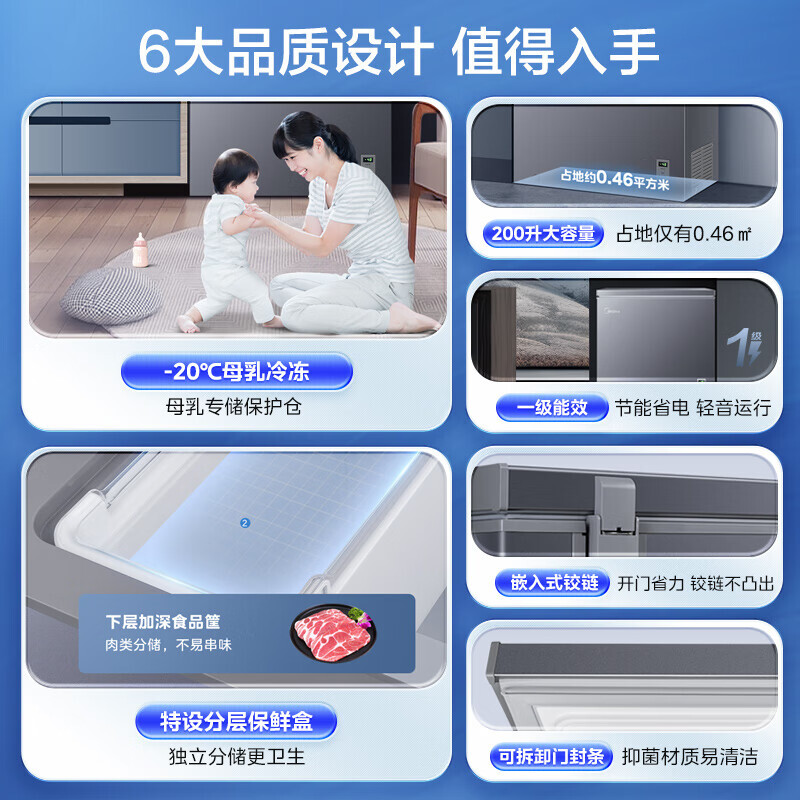 美的 冷柜 BD/BC-200KEM(E) 钛钢灰-星烁