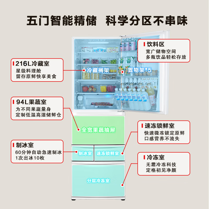 东芝 冰箱 GR-RM435WE-PM265 云脂白