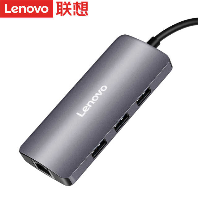 联想USB-C集线器F1-C03 Type-C转千兆网口转USB铝合金材质