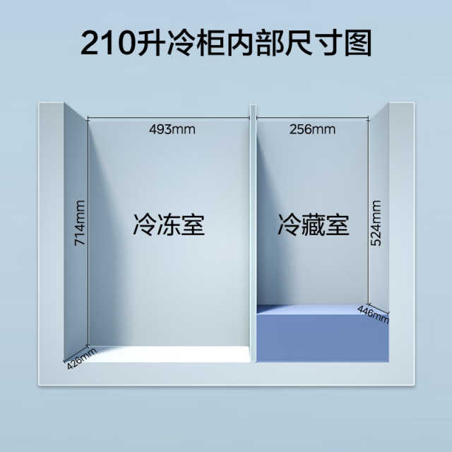 美的双温保鲜 一级能效 大冷冻小冷藏 BCD-210DKEM(E) 极地白
