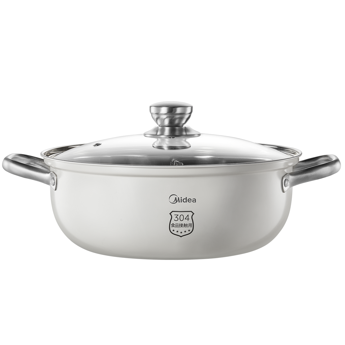 美的 电磁炉配件 5L 零涂层不沾易洗 304不锈钢鸳鸯锅  MC-YYG2803