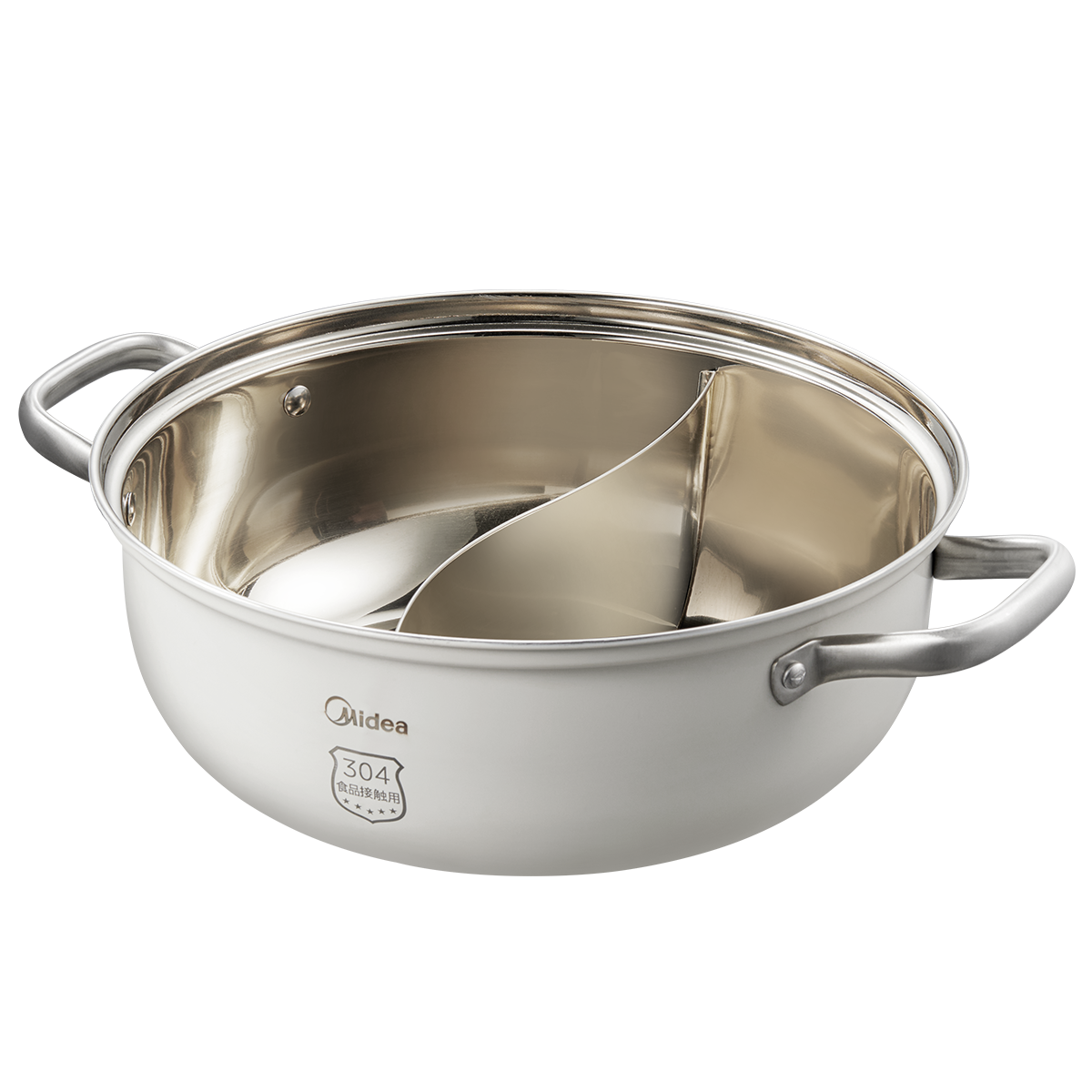 美的 电磁炉配件 5L 零涂层不沾易洗 304不锈钢鸳鸯锅  MC-YYG2803