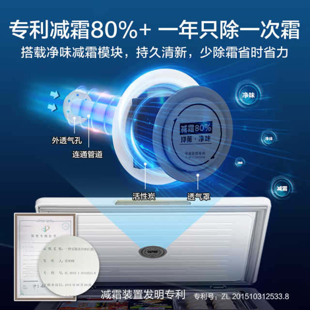 美的冷柜 202升 双门双温 专利减霜 六档调温 BCD-202DKM(E)