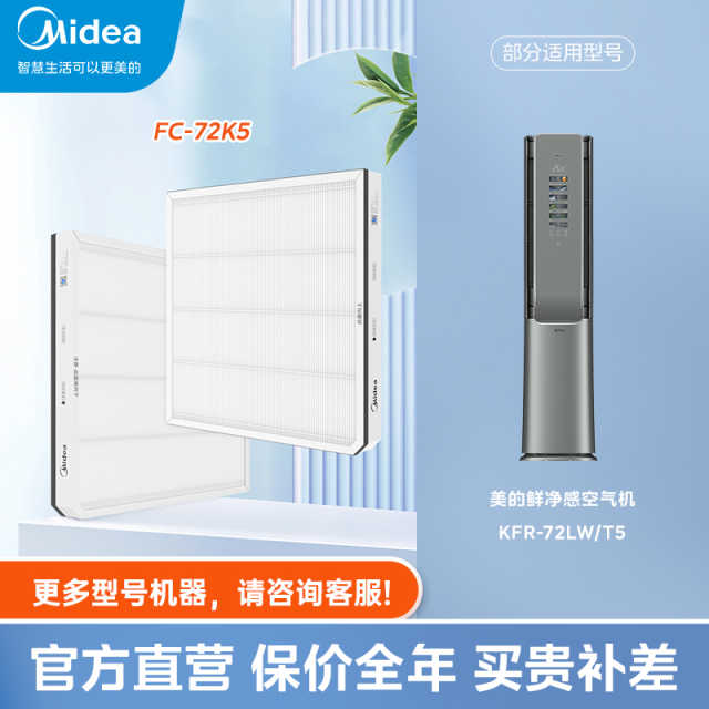 【空调滤芯】美的鲜净感空气机专属滤芯FC-72K5，适配T5柜机