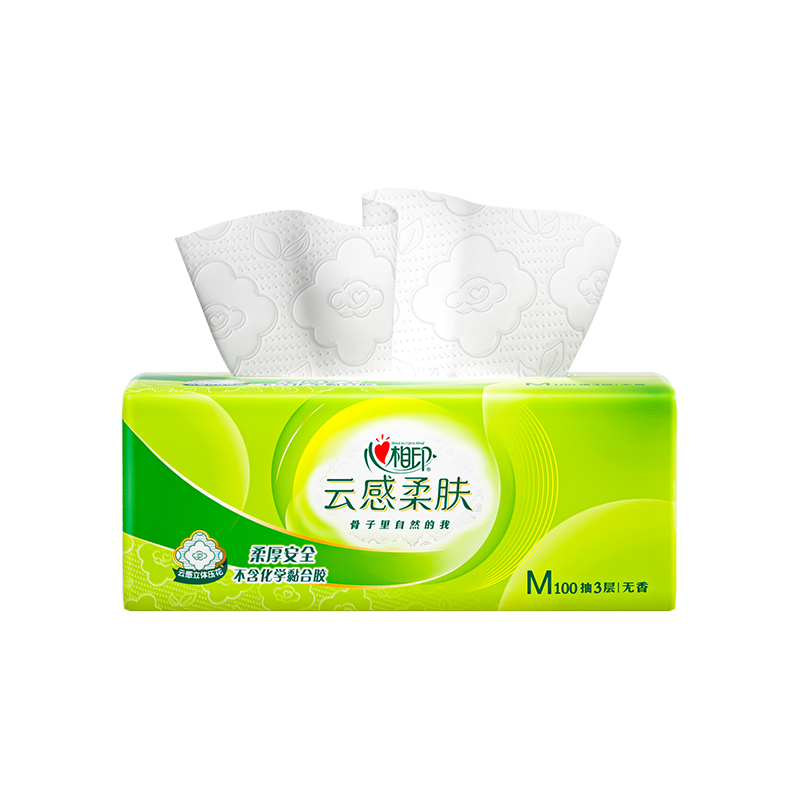 心相印  3DT18100 云感100抽3包三层立体压花塑装纸面巾（M码）	ZTADA01718