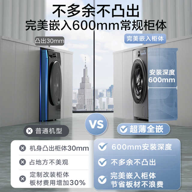 小天鹅小乌梅2.0 10KG全自动滚筒洗衣机超薄全嵌 TG100S83PRO