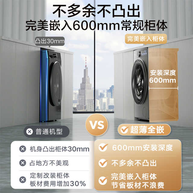 小天鹅小乌梅2.0 10KG滚筒洗干一体机 超薄全嵌 TD100S83PRO