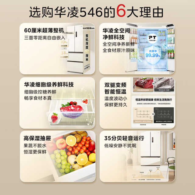 华凌 冰箱 HR-546WUFPZ 奶酪小方