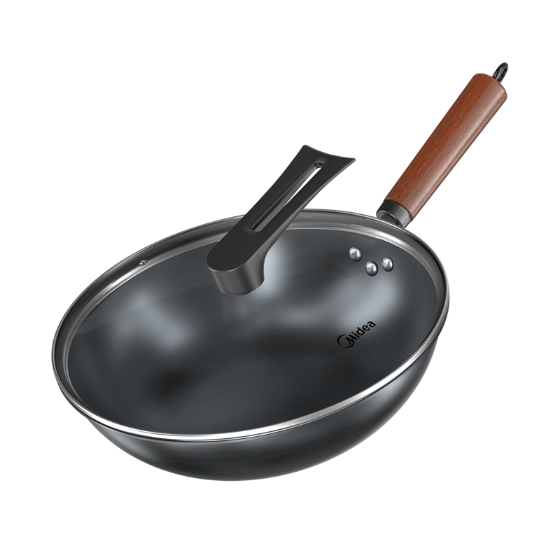 美的 电磁炉炒锅 精铁0涂层炒锅 凹灶爆炒专用锅 易洁少油烟 电燃通用 CGG3201