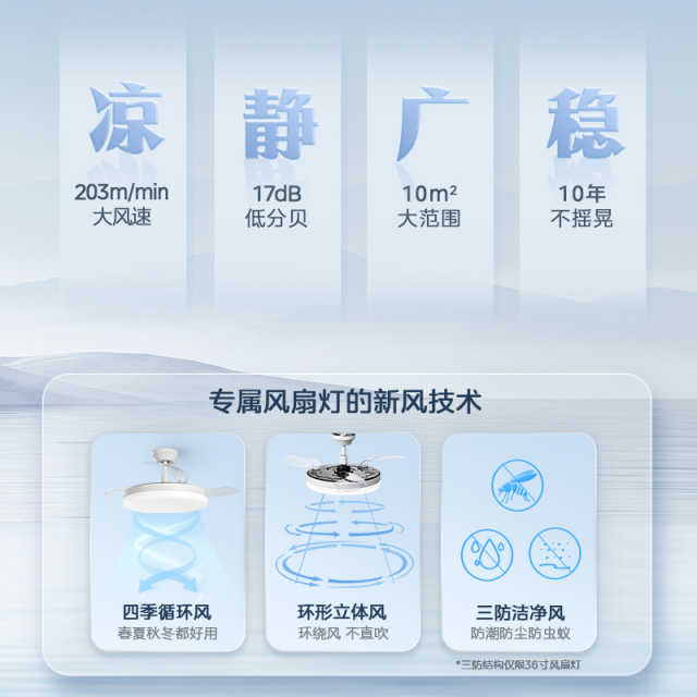 美的风扇灯 优享风  42寸 全白 全光谱  无极+蓝牙 MF-66DY3