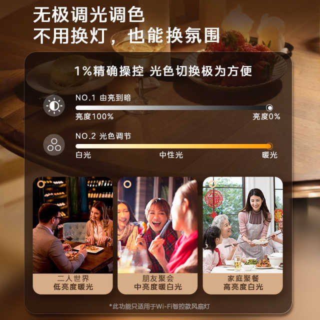 美的风扇灯 优享风  42寸 全白 全光谱  无极+蓝牙 MF-66DY3