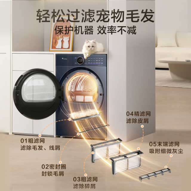 小天鹅小乌梅2.0高奢版 10KG烘干机干衣机 超薄全嵌蒸汽烘干 TH10VE60